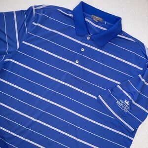 Peter Millar XL Summer Comfort XL Golf Polo Striped Blue & White Short Sleeve